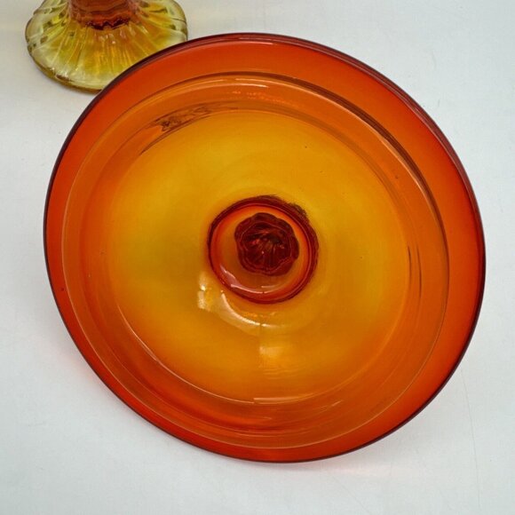 Vintage LE Smith Simplicity  Amberina  Apothecary Jar Candy Dish & Lid MCM Glow - Picture 5 of 11